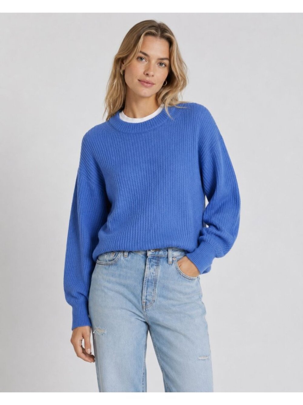 Everlane Womens Crewneck Alpaca Blend Blue Knit Sweater XS